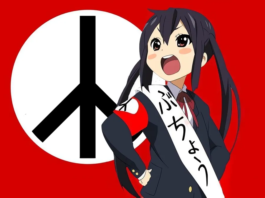 Loli standing infront of a peace sign